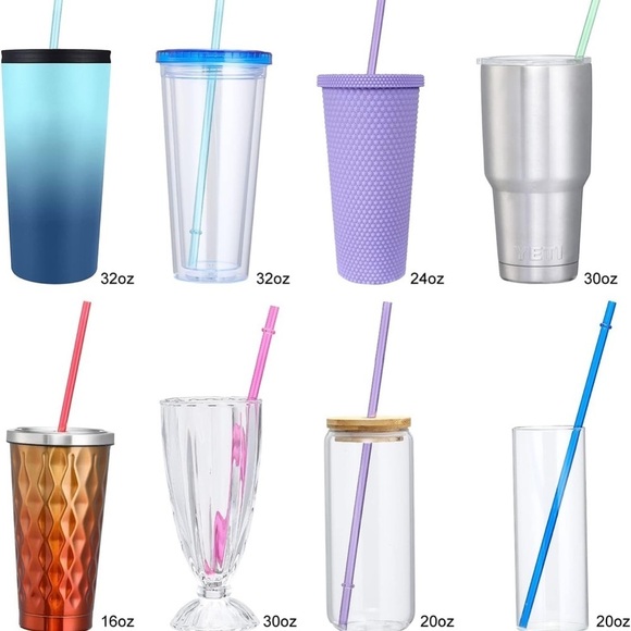 24-Pack Reusable Straws with Cleaning Brushes - 12 Colors! - Picture 9 of 11